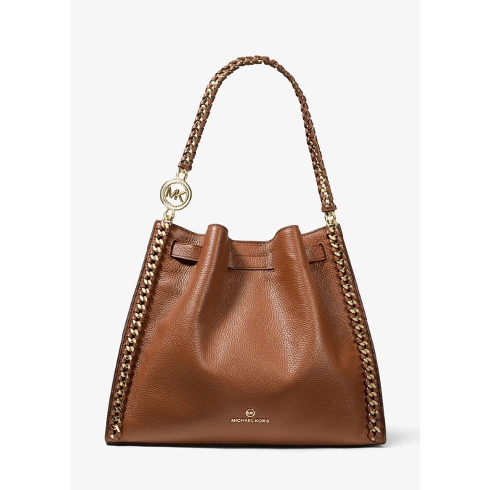 Michael Kors Brown Mina Pebbled leather shoulder bag
